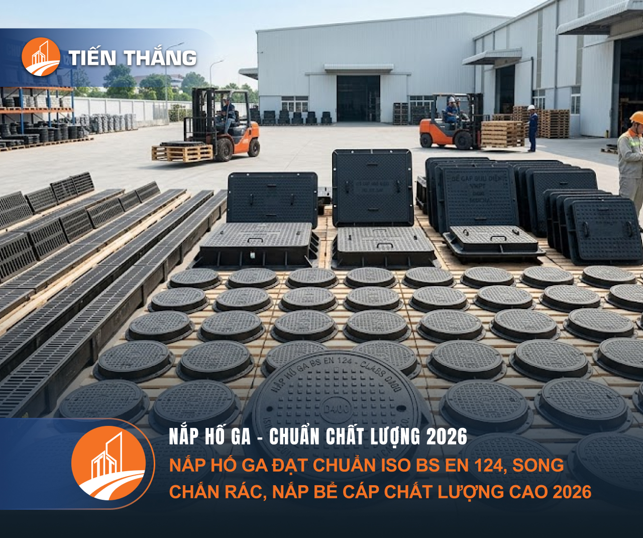 Nắp Hố Ga Đạt Chuẩn ISO BS EN 124, Song Chắn Rác, Nắp Bể Cáp Chất Lượng Cao | Tiến Thắng