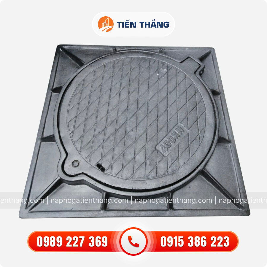 Nắp Hố Ga Composite Khung Vuông Âm Nắp Tròn